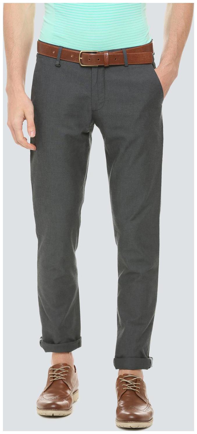 

Louis Philippe Men Grey Textured Slim fit Regular trousers