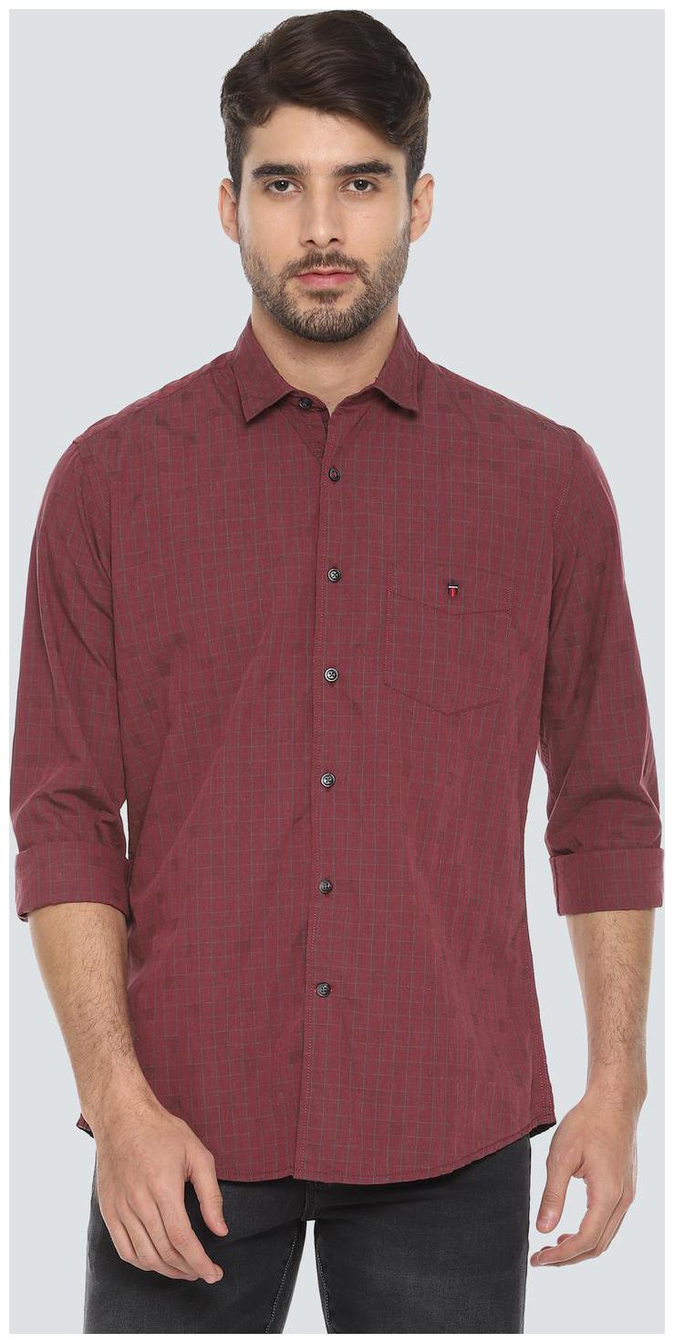 

Louis Philippe Men Maroon Checked Slim Fit Casual Shirt