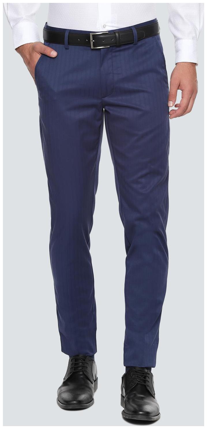 

Louis Philippe Men Striped Slim Fit Formal Trouser - Blue