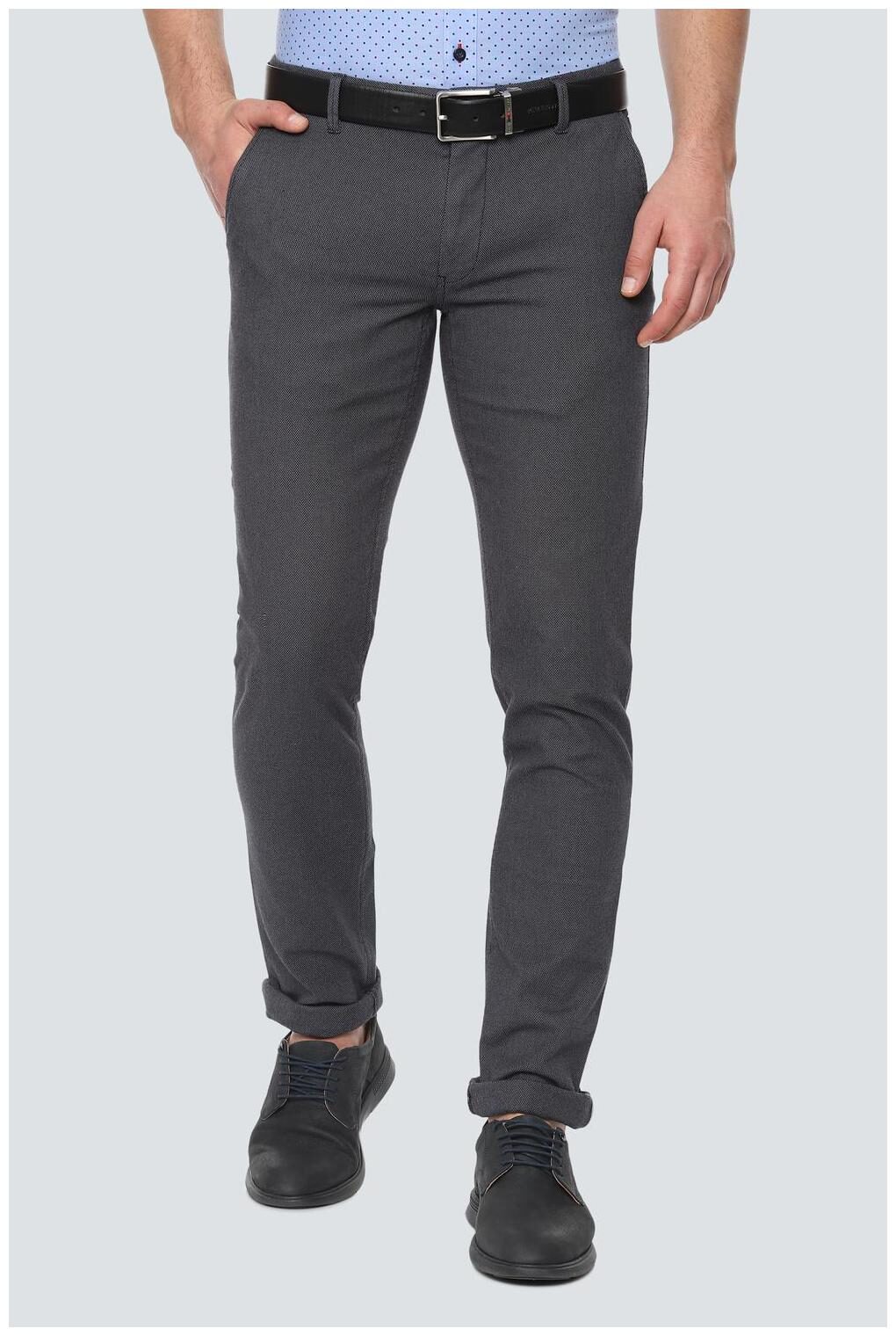 

Louis Philippe Men Grey Textured Slim fit Regular trousers