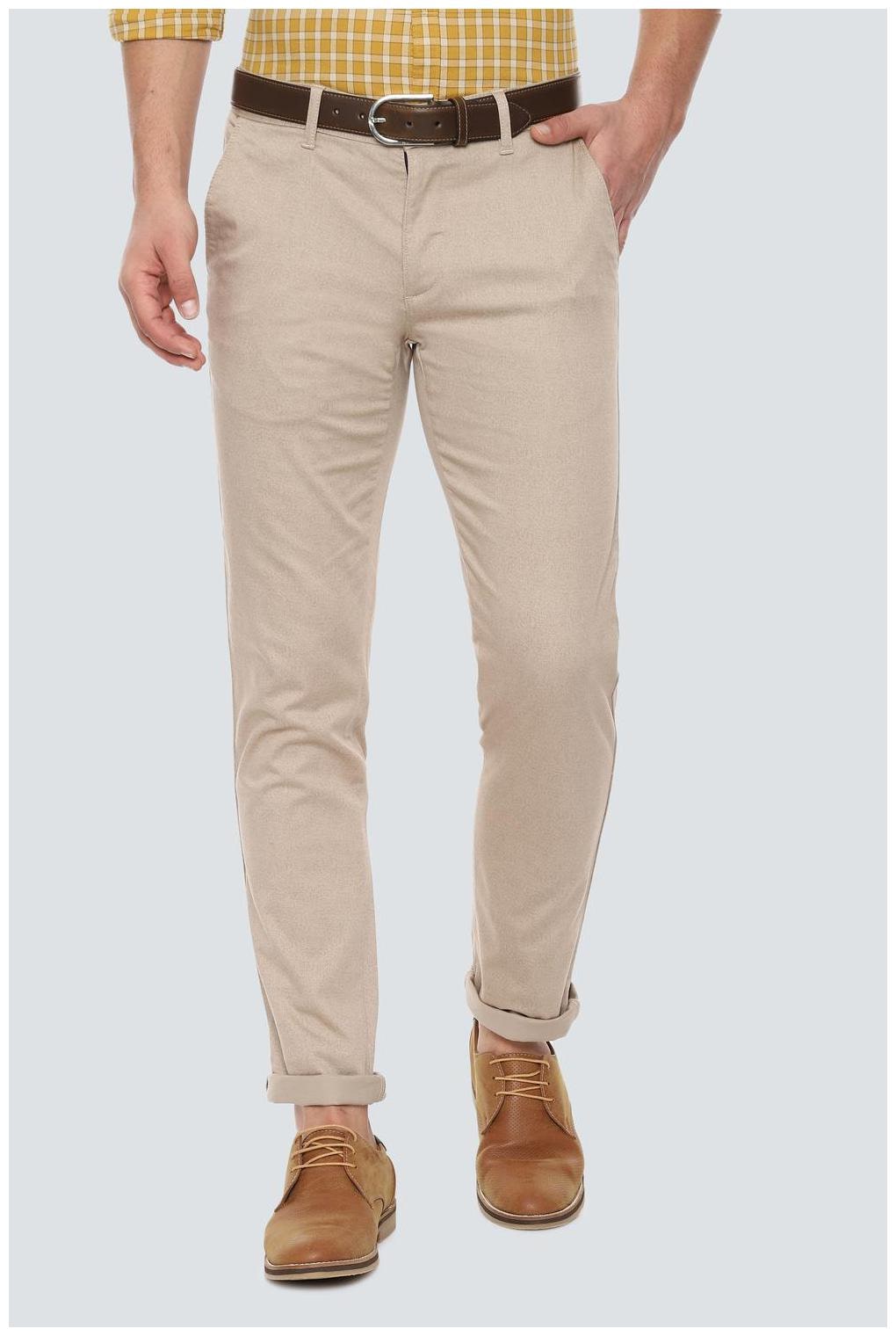 

Louis Philippe Men Beige Printed Slim fit Regular trousers