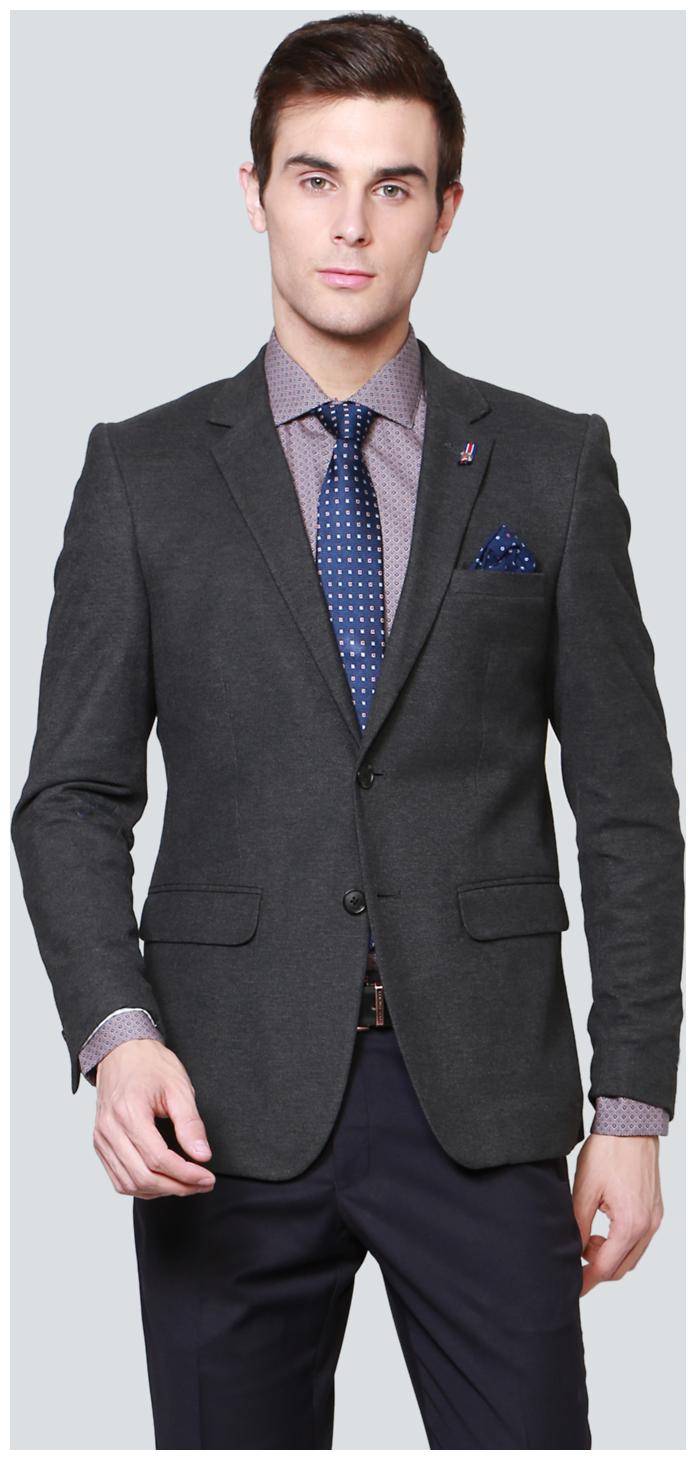 

Louis Philippe Men Grey Solid Slim fit Single Breasted Blazer