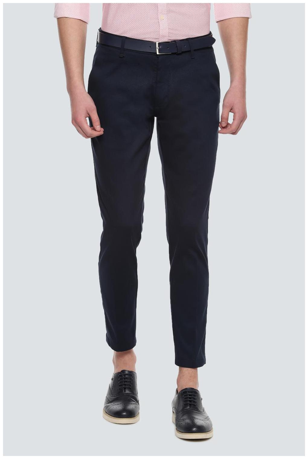 

Louis Philippe Men Blue Textured Slim fit Regular trousers
