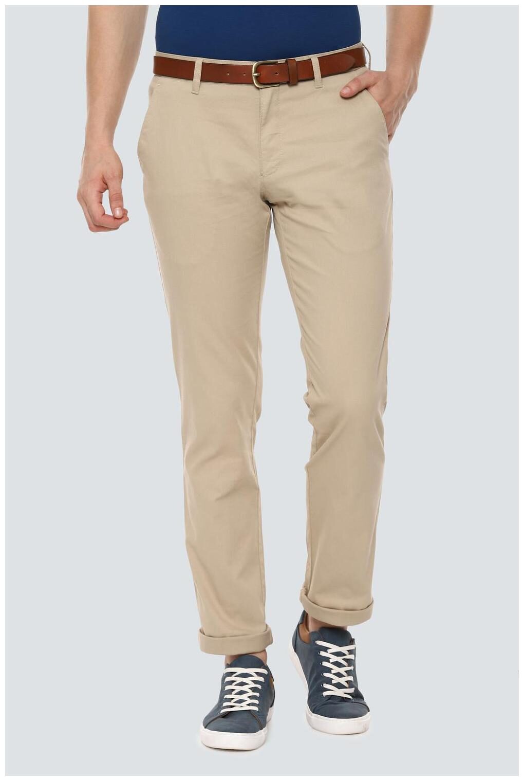 

Louis Philippe Men Beige Textured Slim fit Regular trousers