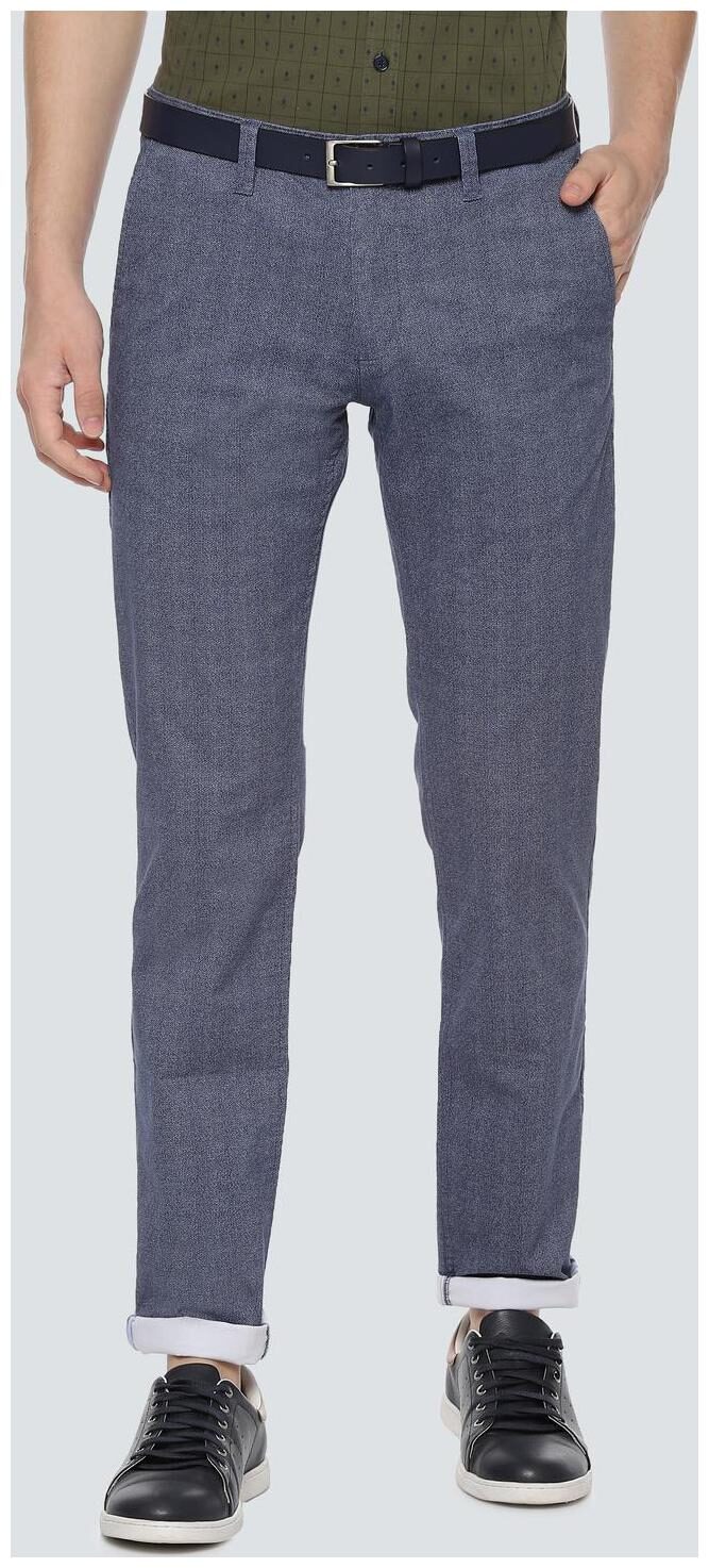 

Louis Philippe Men Blue Textured Slim fit Regular trousers