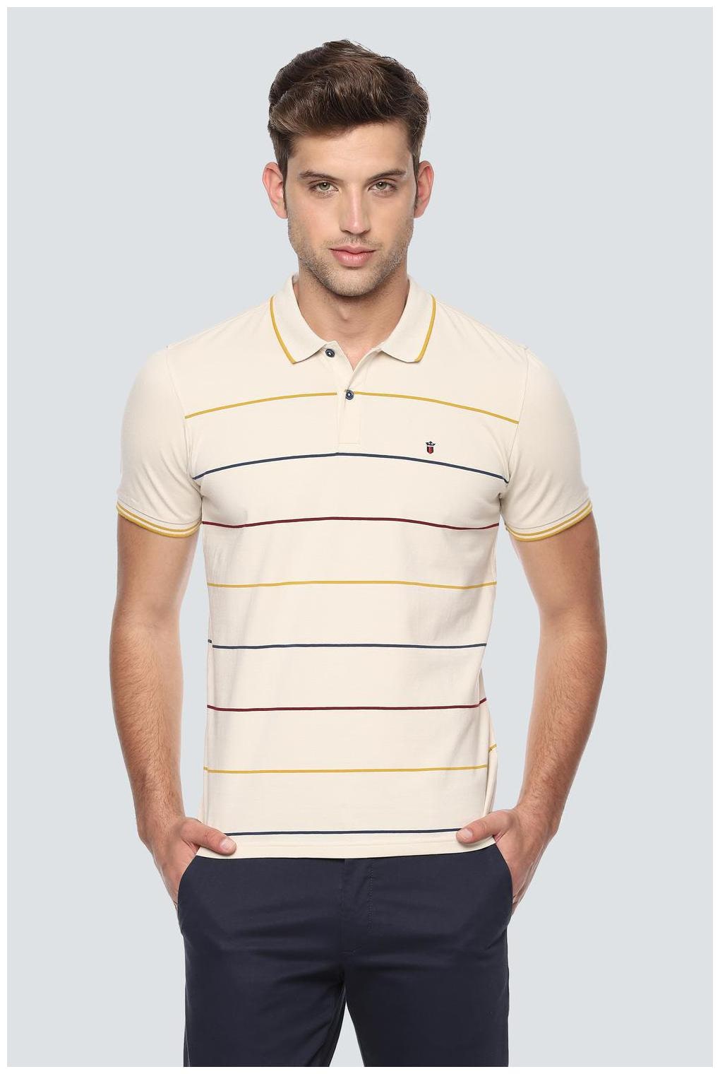

Louis Philippe Men Beige Slim fit Cotton Polo collar T-Shirt - Pack Of 1