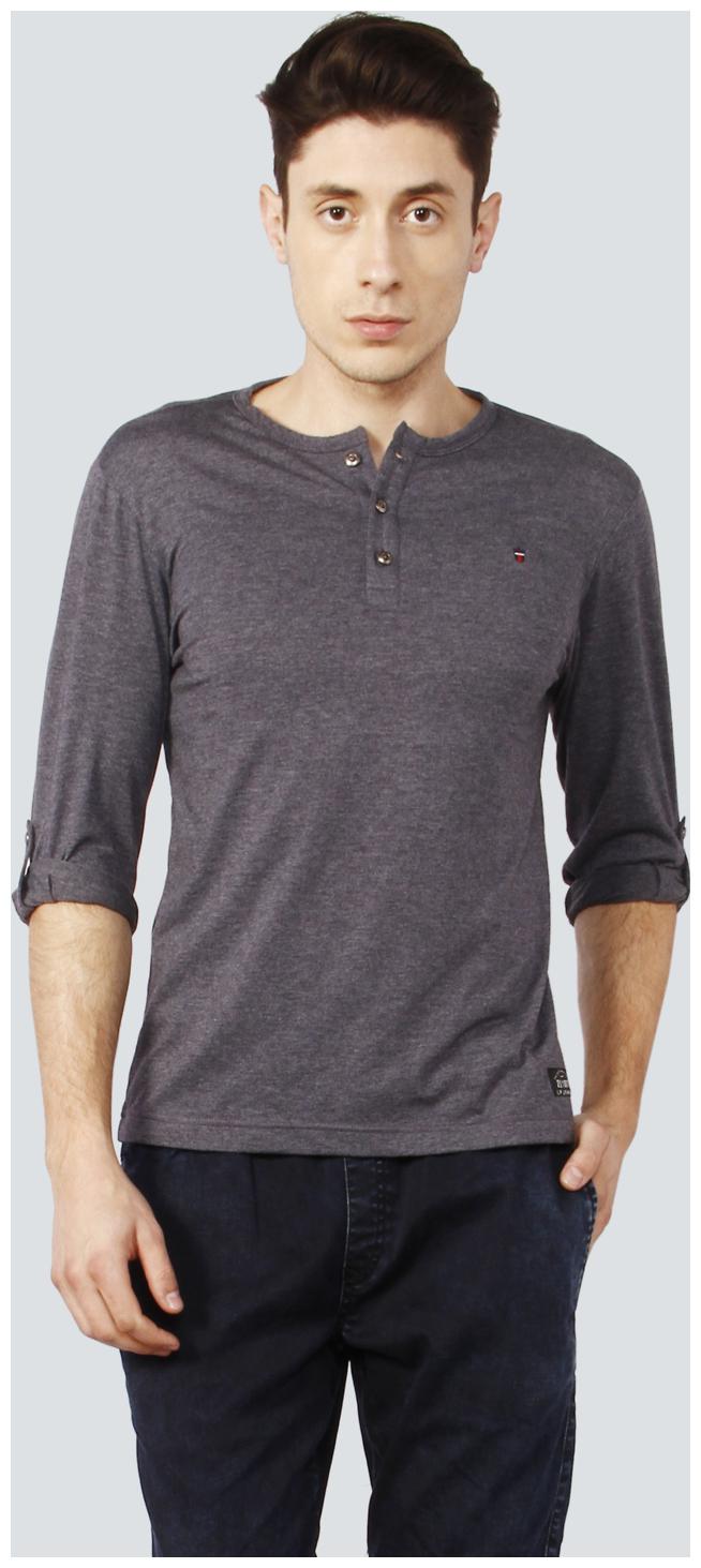 

Louis Philippe Men Grey Slim fit Cotton Henley neck T-Shirt - Pack Of 1