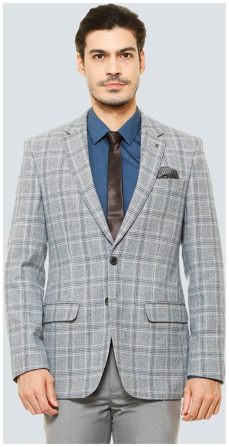 

Louis Philippe Men Grey Checked Regular fit Single Breasted Blazer