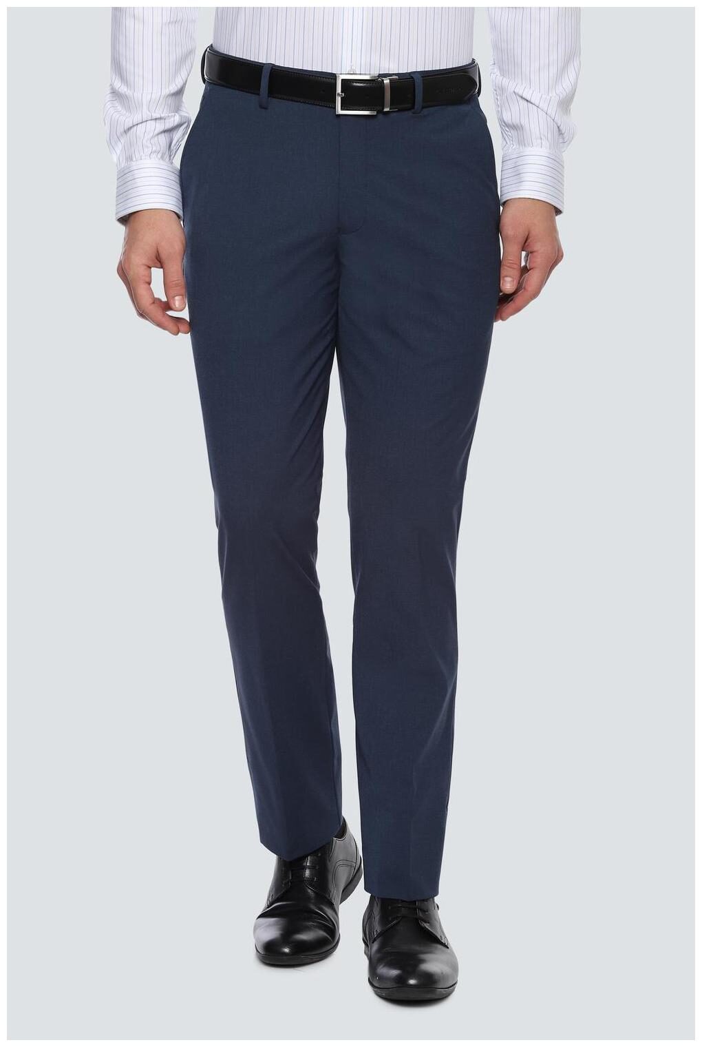 

Louis Philippe Men Textured Slim Fit Formal Trouser - Blue