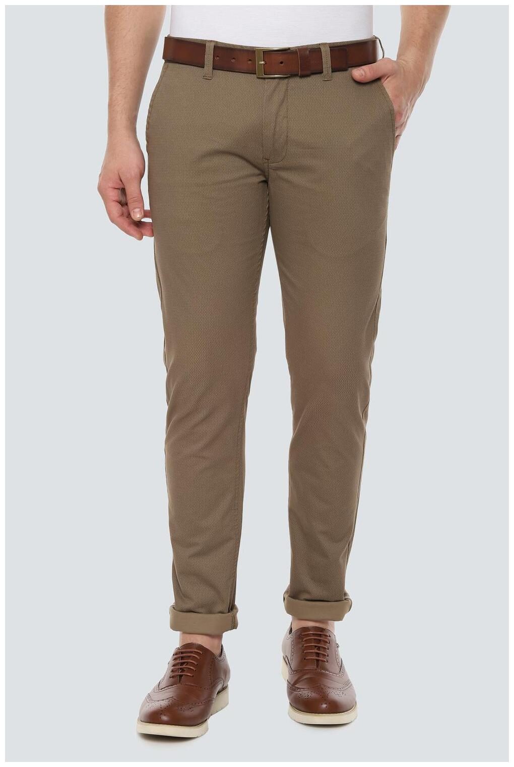 

Louis Philippe Men Beige Printed Slim fit Regular trousers