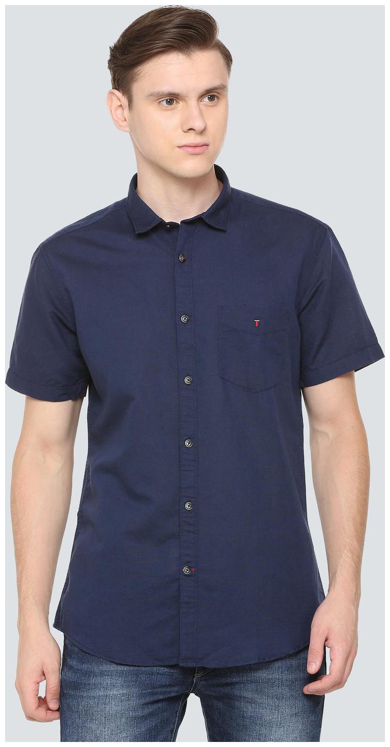 

Louis Philippe Men Blue Solid Slim Fit Casual Shirt