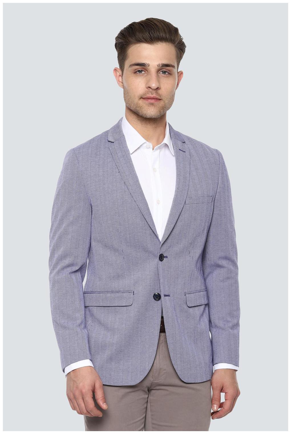 

Louis Philippe Men Blue Textured Super slim fit Single Breasted Blazer
