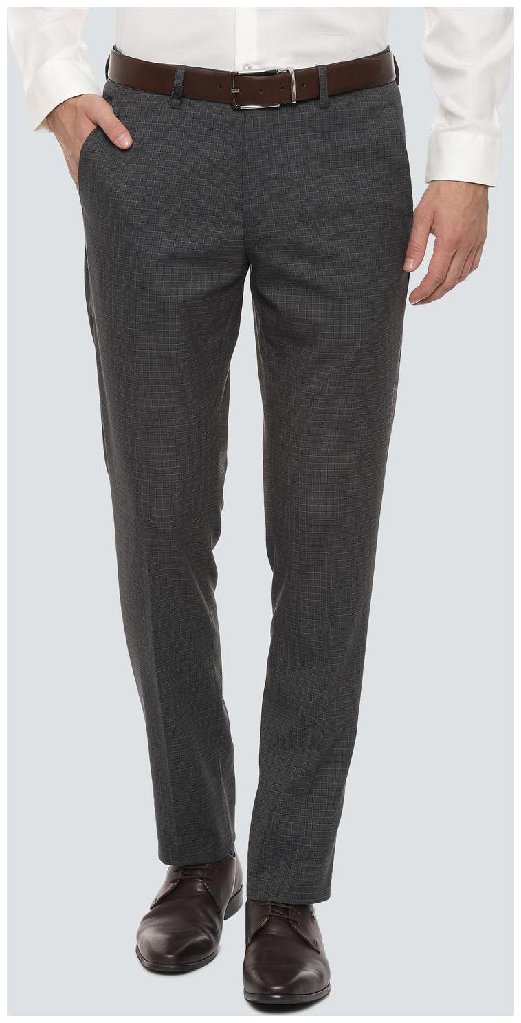 

Louis Philippe Men Checked Slim Fit Formal Trouser - Grey