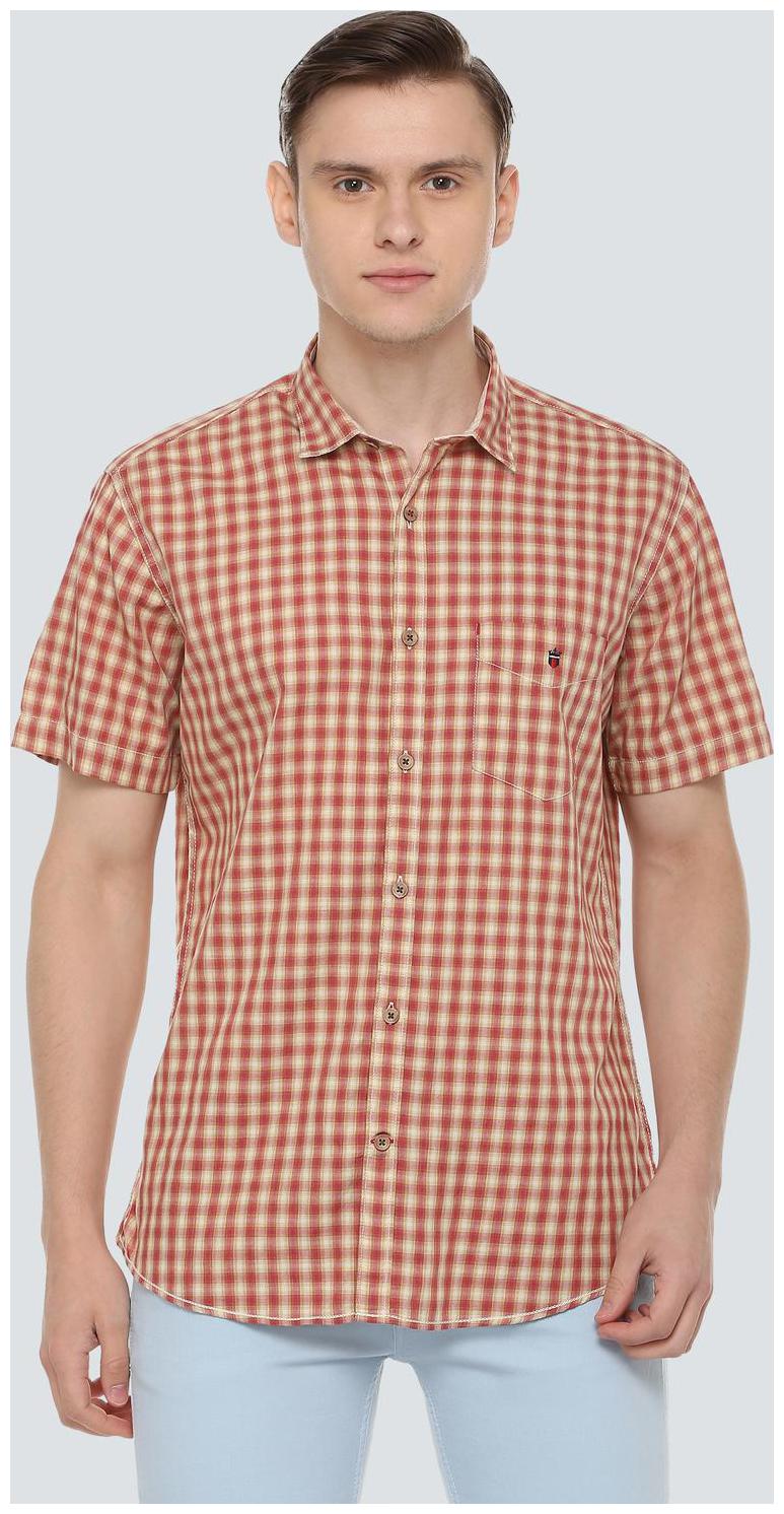 

Louis Philippe Men Orange Checked Slim Fit Casual Shirt