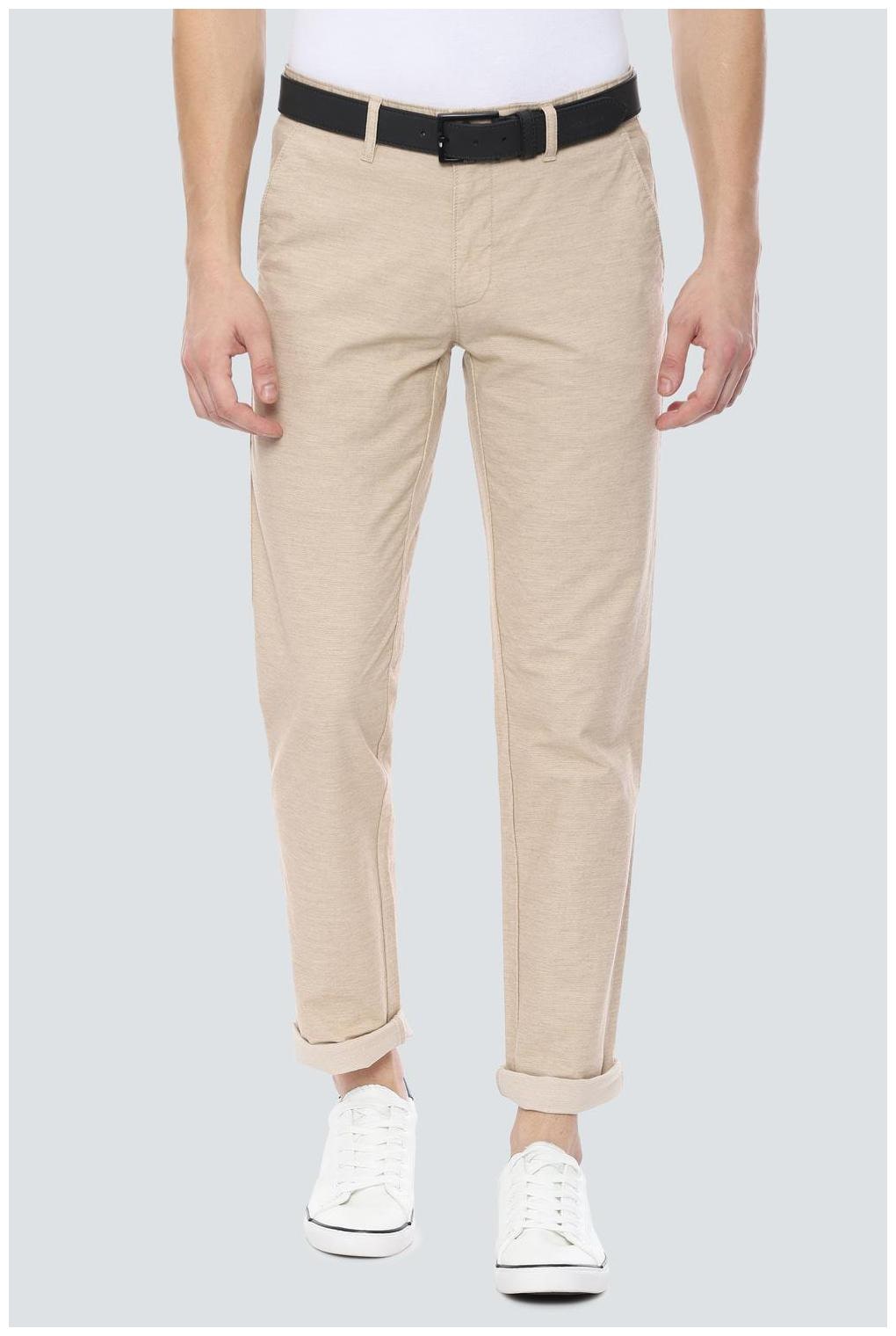 

Louis Philippe Men Beige Textured Slim fit Regular trousers