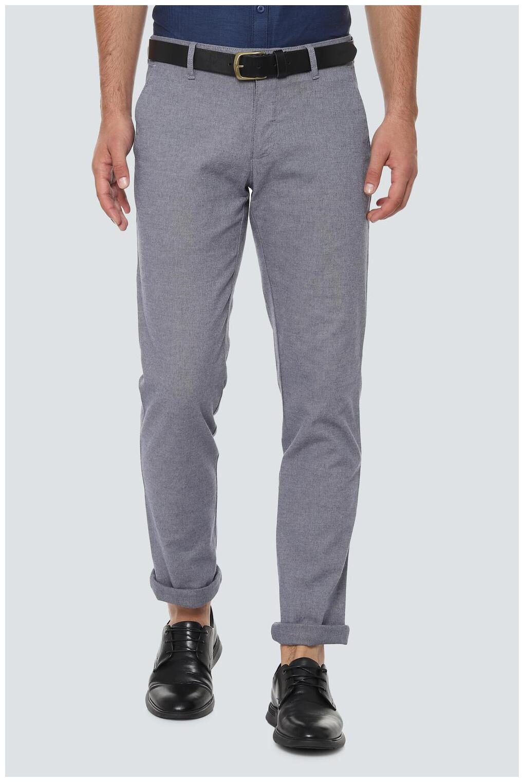 

Louis Philippe Men Grey Textured Slim fit Regular trousers