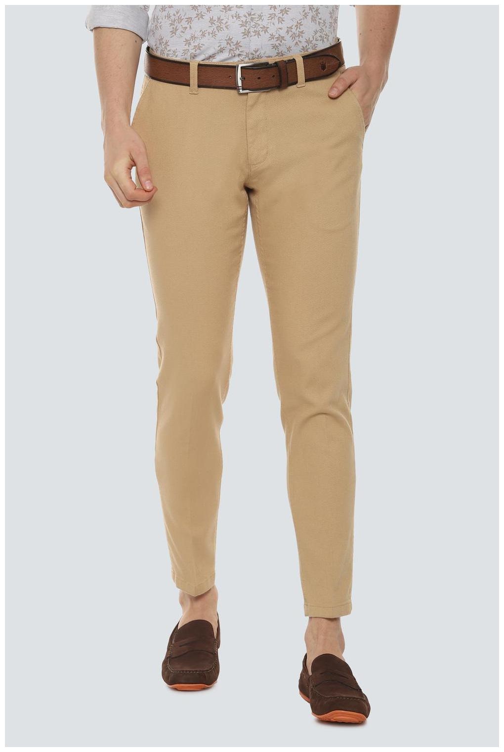 

Louis Philippe Men Beige Textured Slim fit Regular trousers