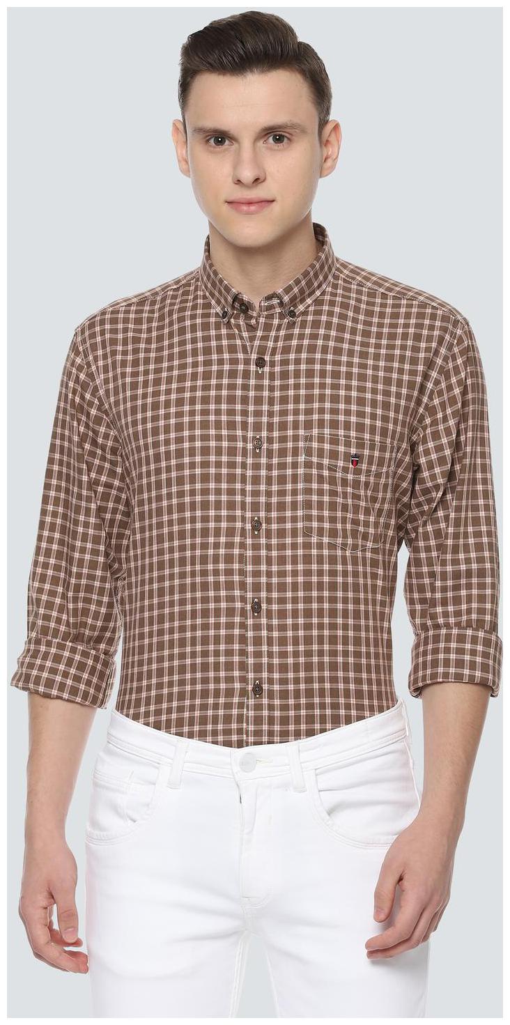 

Louis Philippe Men Brown Checked Slim Fit Casual Shirt