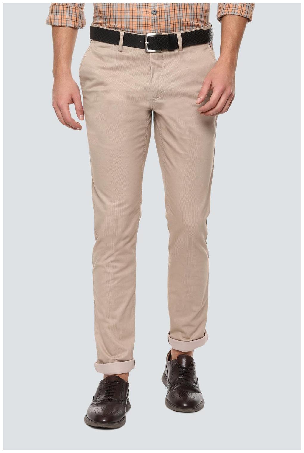 

Louis Philippe Men Beige Printed Slim fit Regular trousers