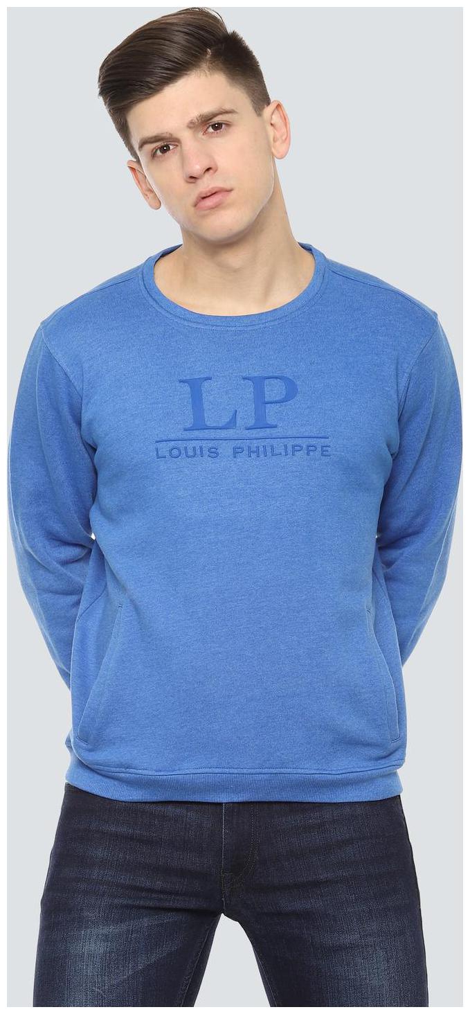 

Louis Philippe Men Cotton Solid Blue Sweatshirt