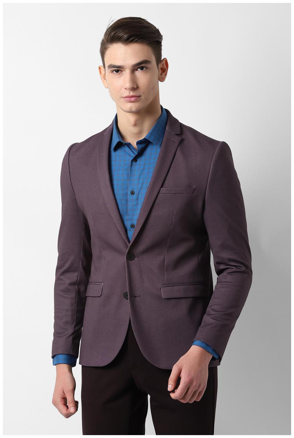 

Louis Philippe Men Purple Textured Super slim fit Single Breasted Blazer