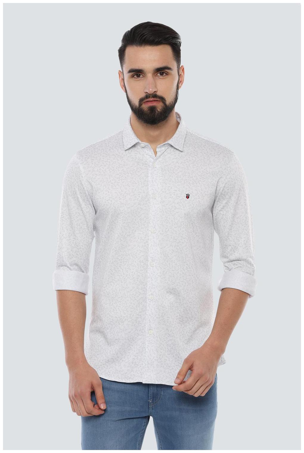 

Louis Philippe Men White Printed Super Slim Fit Casual Shirt