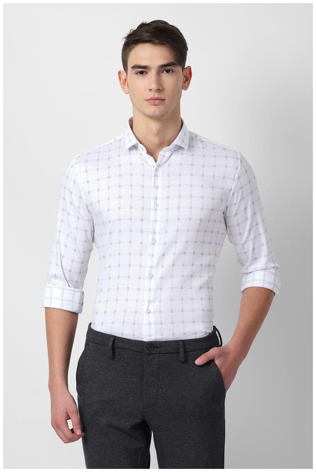 

Louis Philippe Men White Checked Super Slim Fit Casual Shirt