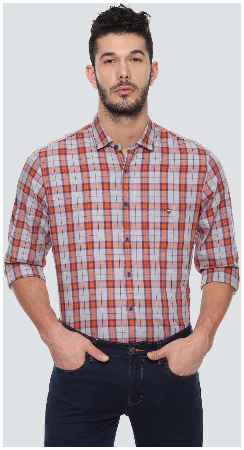 

Louis Philippe Men Orange Checked Slim Fit Casual Shirt