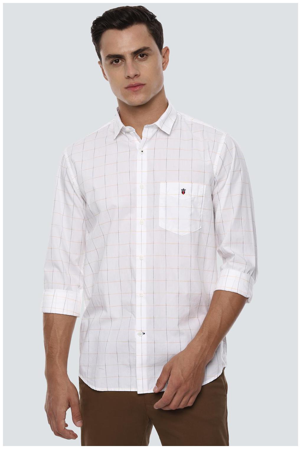 

Louis Philippe Men White Checked Super Slim Fit Casual Shirt