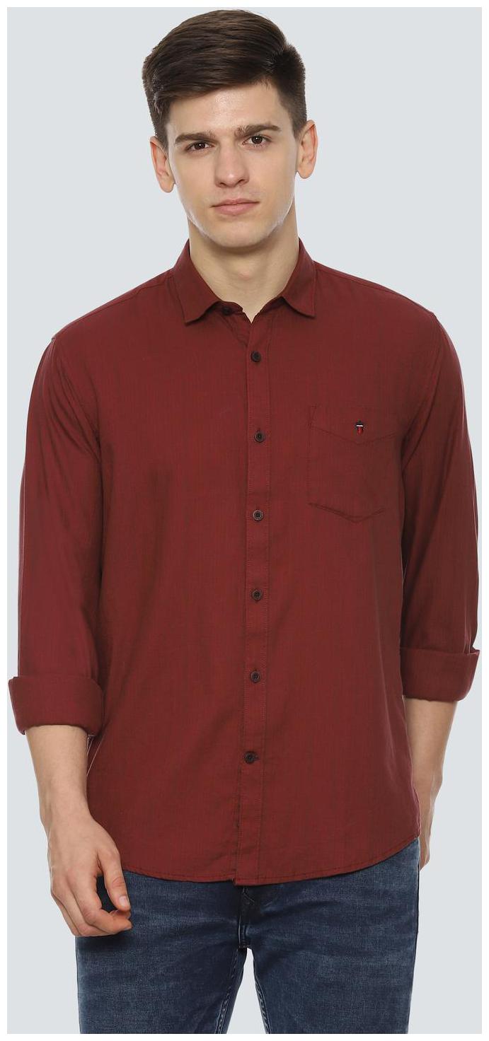 

Louis Philippe Men Maroon Vertical Stripes Slim Fit Casual Shirt