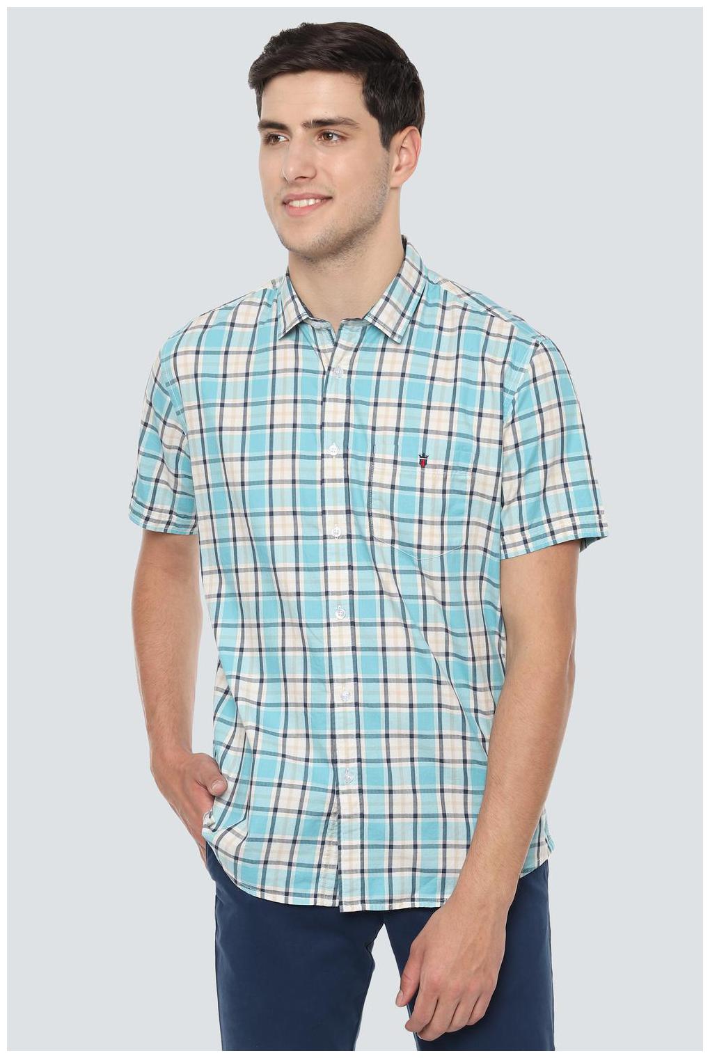 

Louis Philippe Men Blue Checked Slim Fit Casual Shirt