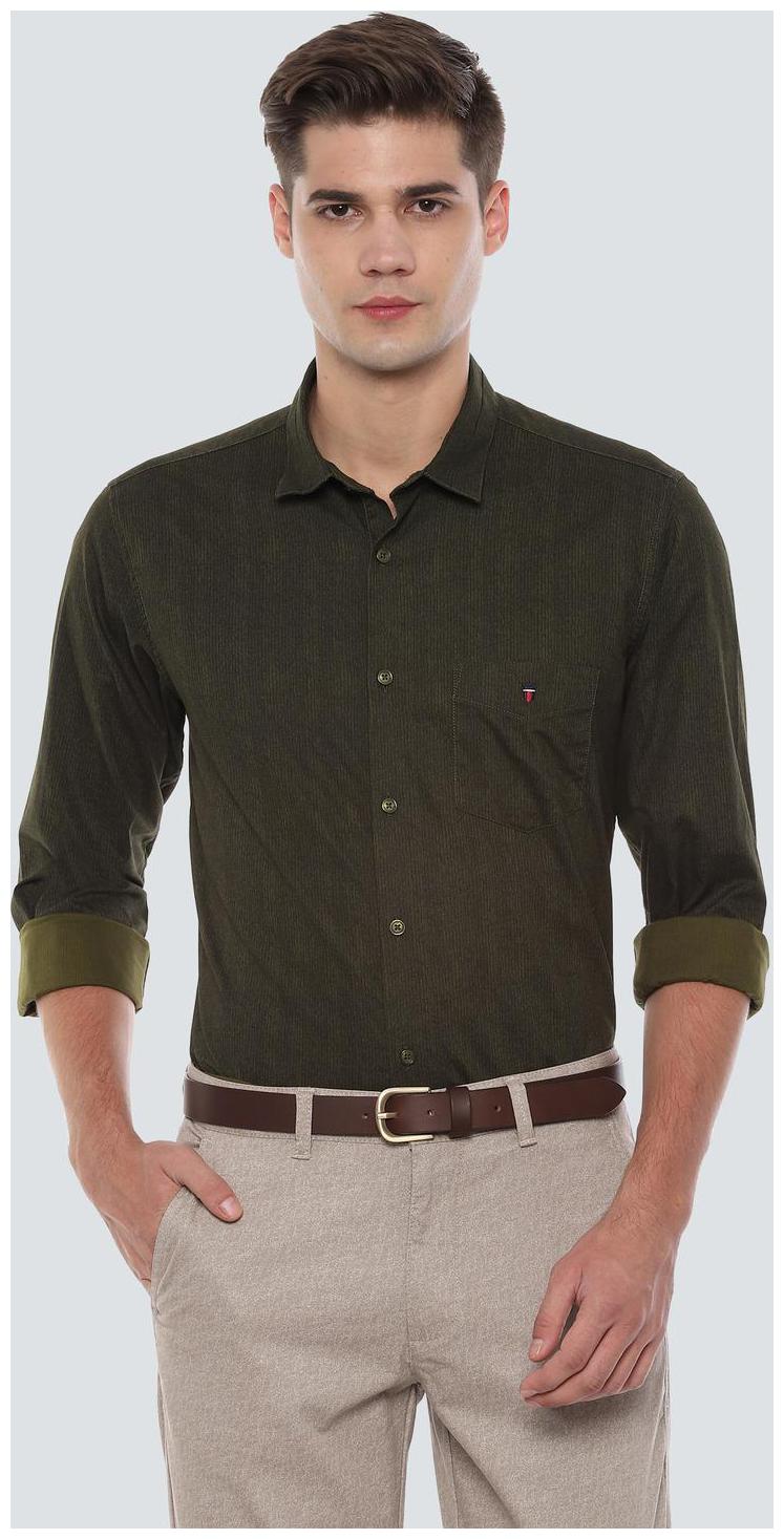 

Louis Philippe Men Green Textured Super Slim Fit Casual Shirt