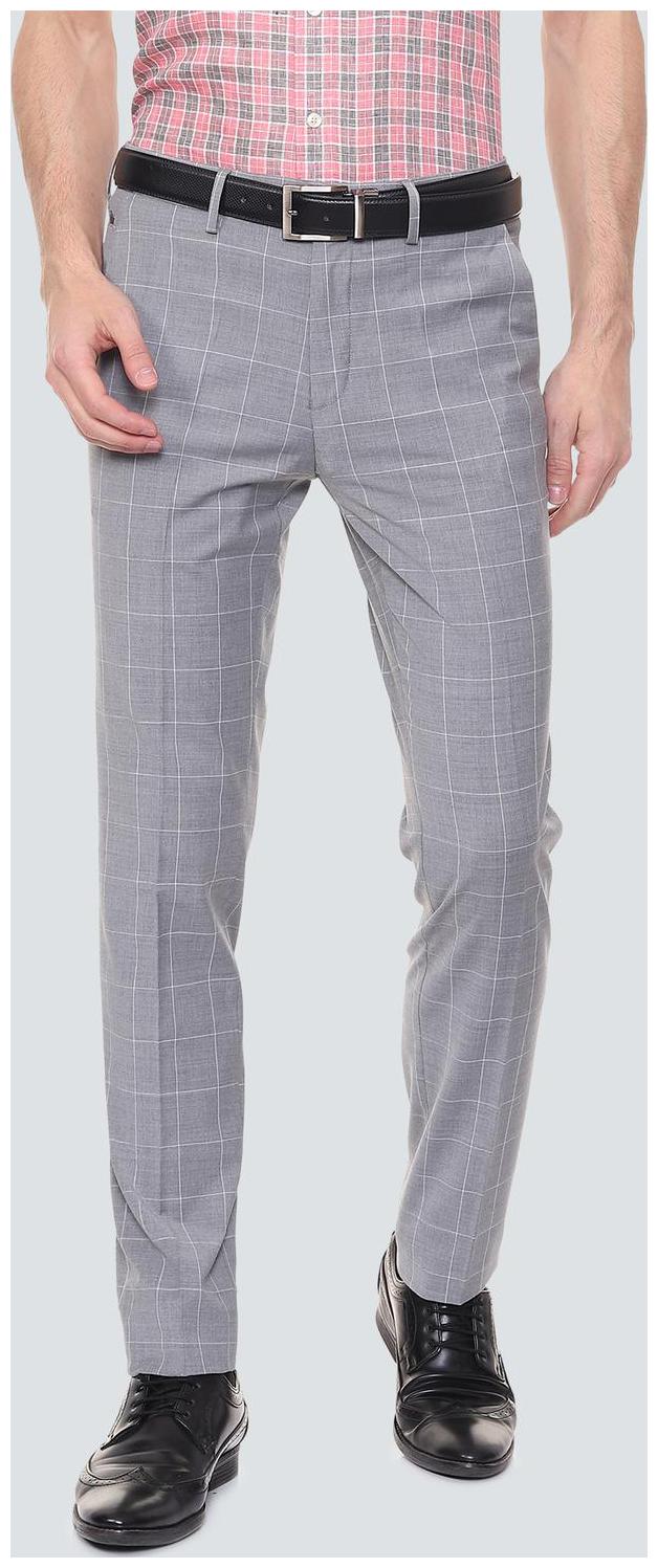 

Louis Philippe Men Checked Slim Fit Formal Trouser - Grey