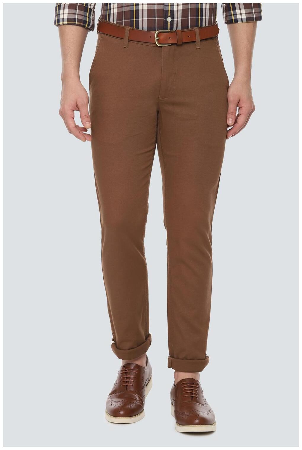 

Louis Philippe Men Brown Textured Slim fit Regular trousers