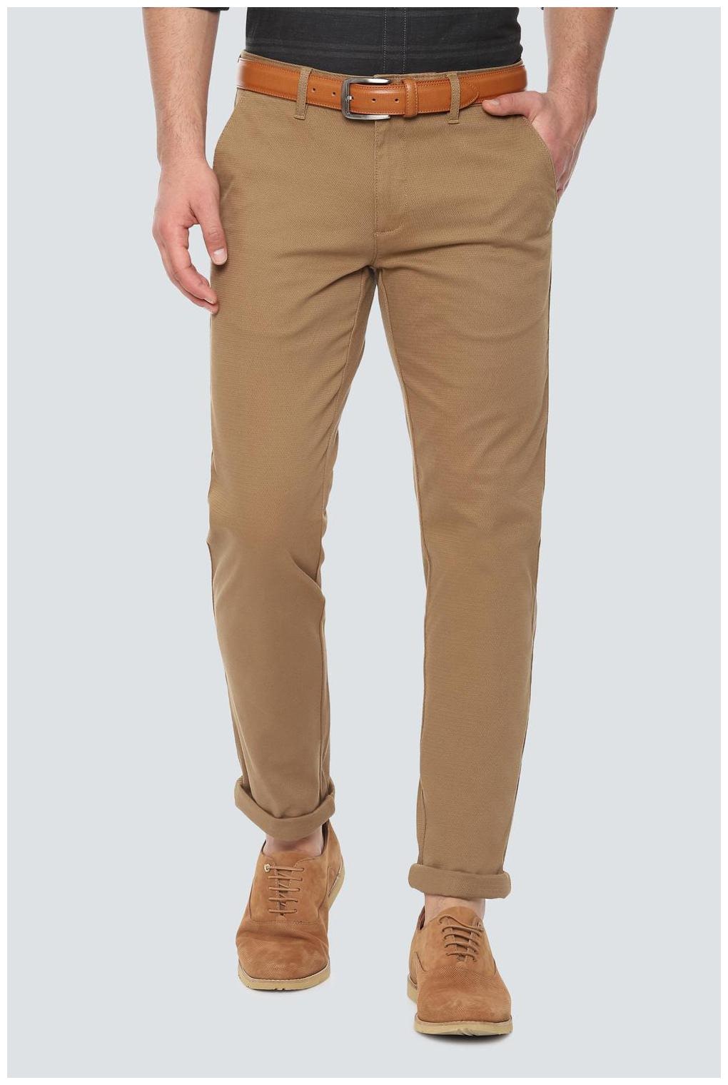 

Louis Philippe Men Beige Textured Slim fit Regular trousers
