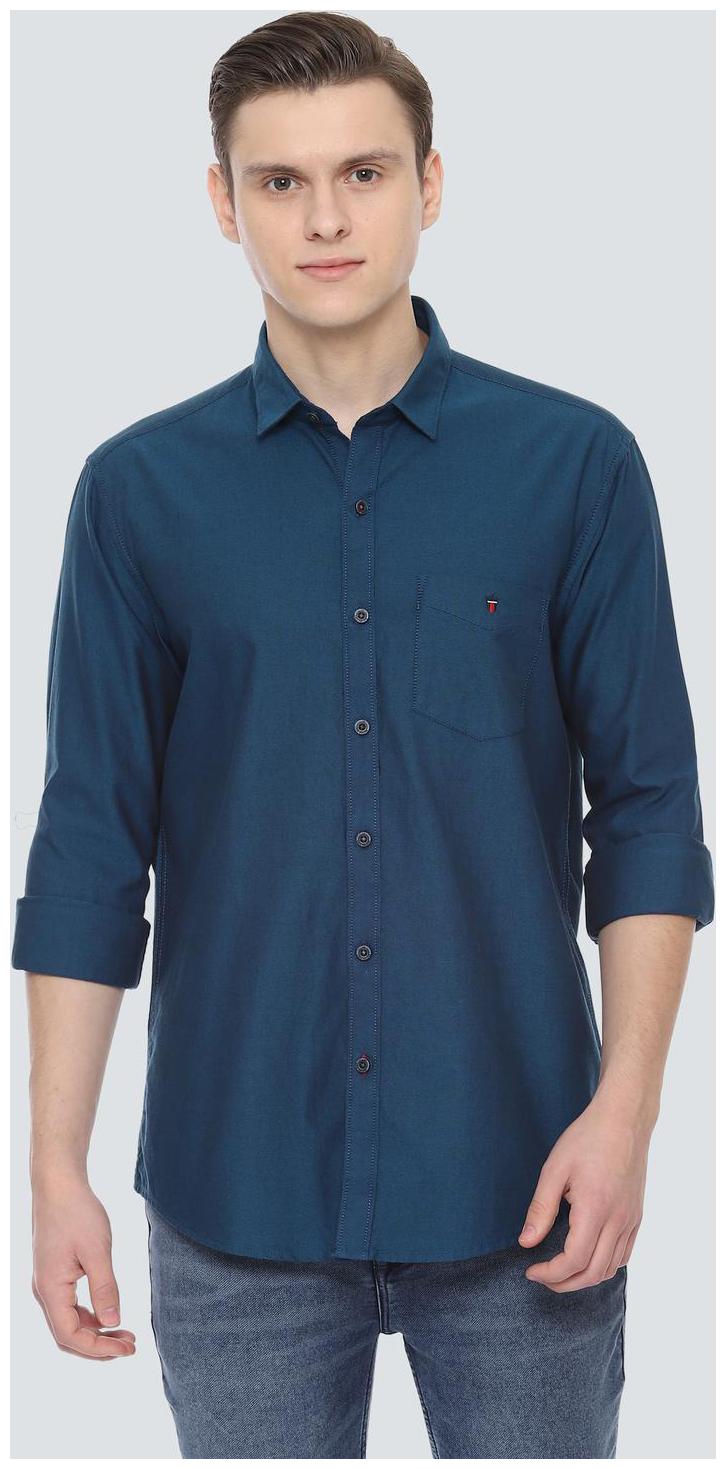 

Louis Philippe Men Blue Solid Slim Fit Casual Shirt