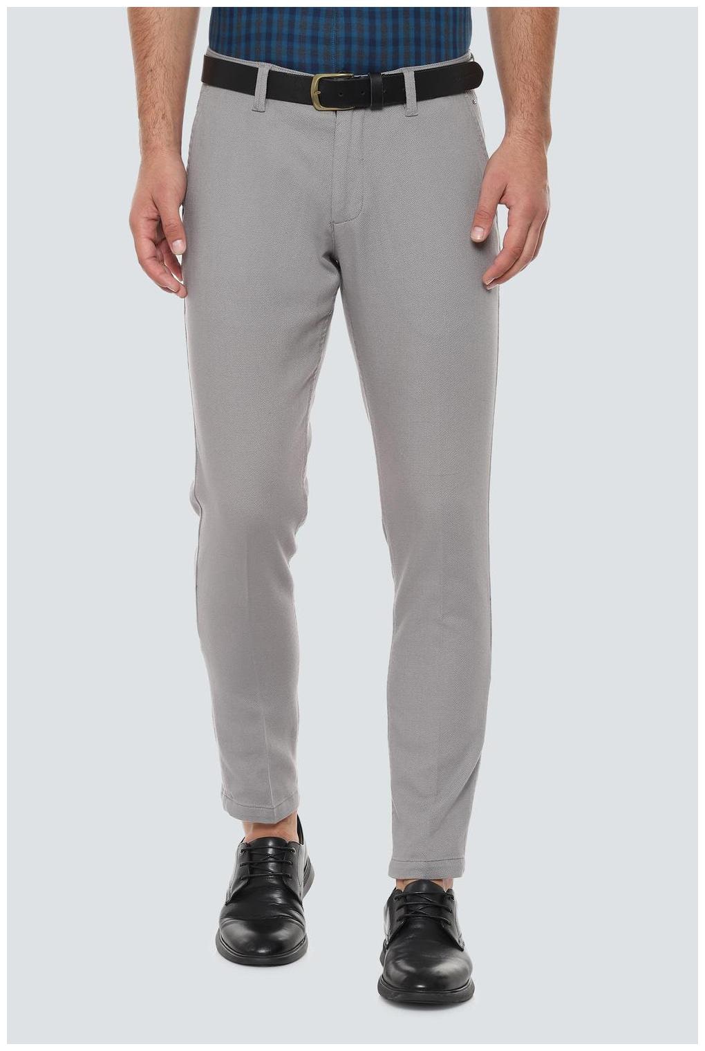 

Louis Philippe Men Grey Textured Slim fit Regular trousers