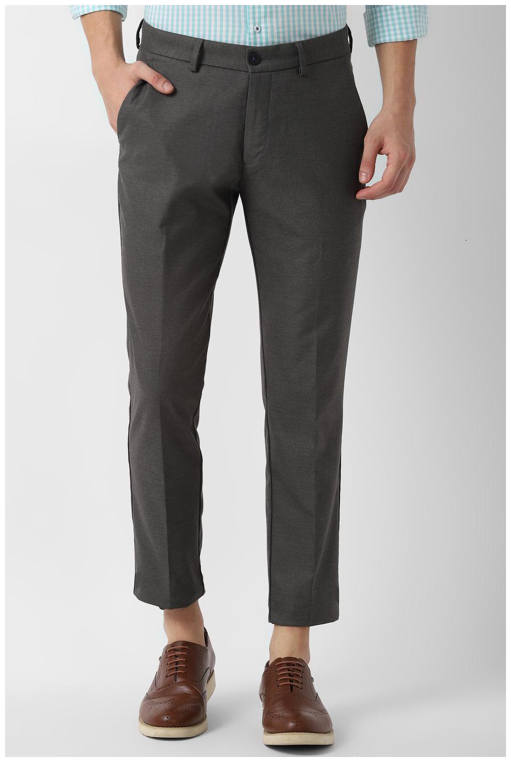 

Louis Philippe Men Grey Solid Slim fit Regular trousers