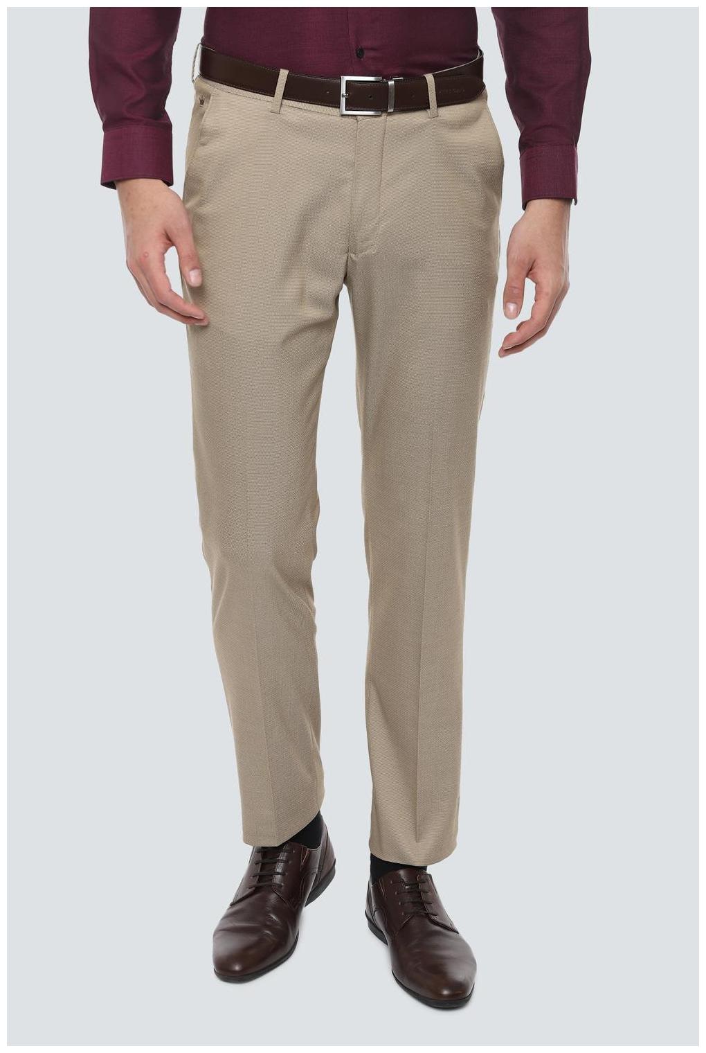 

Louis Philippe Men Textured Slim Fit Formal Trouser - Beige