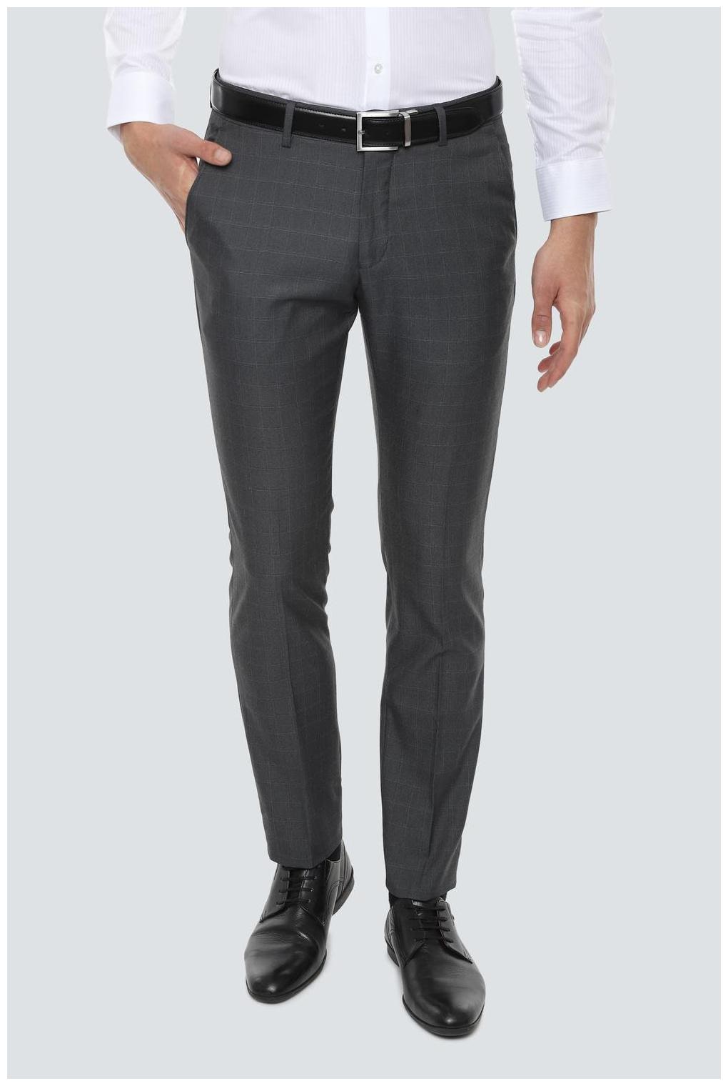

Louis Philippe Men Checked Slim Fit Formal Trouser - Grey