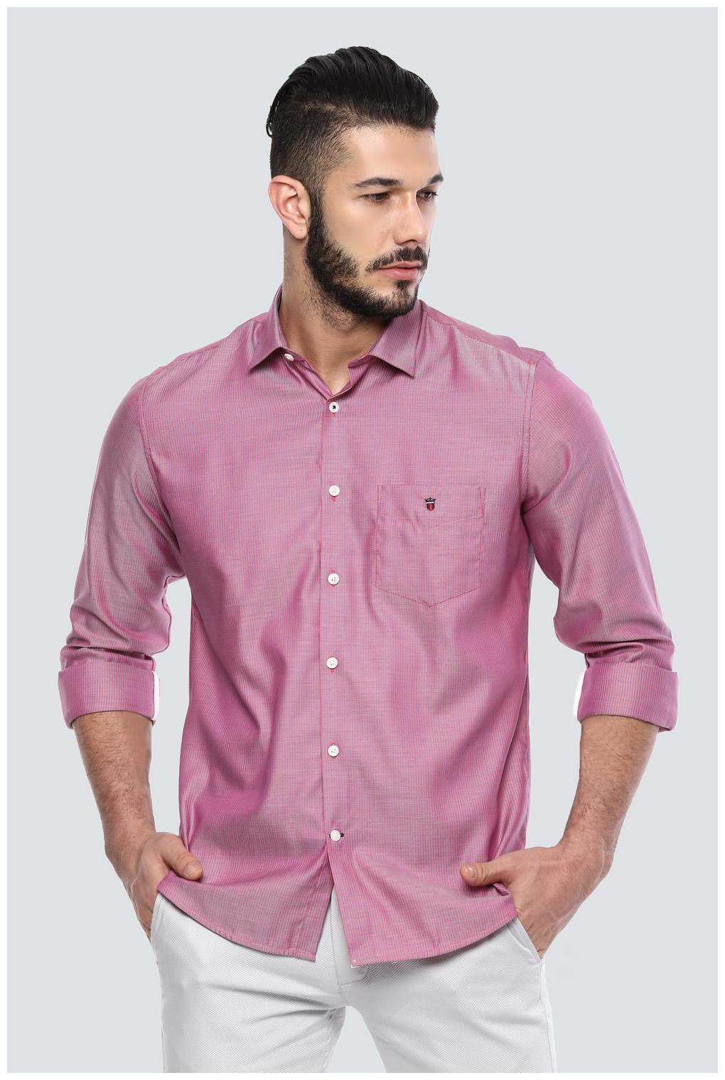 

Louis Philippe Men Pink Textured Slim Fit Casual Shirt
