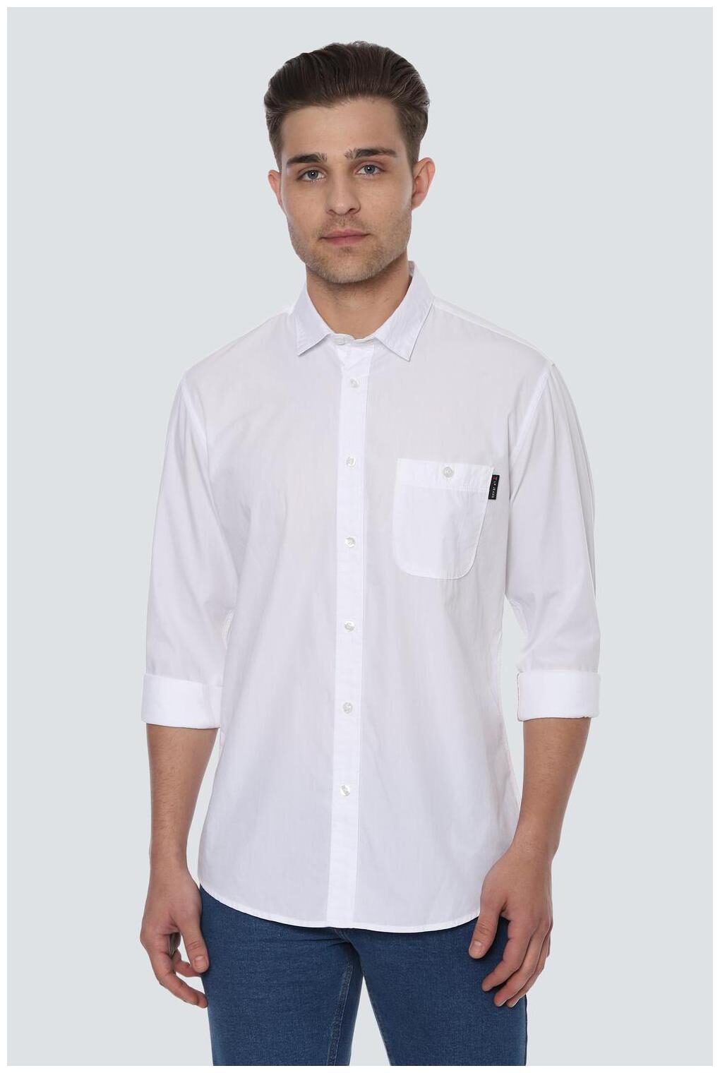 

Louis Philippe Men White Solid Slim Fit Casual Shirt