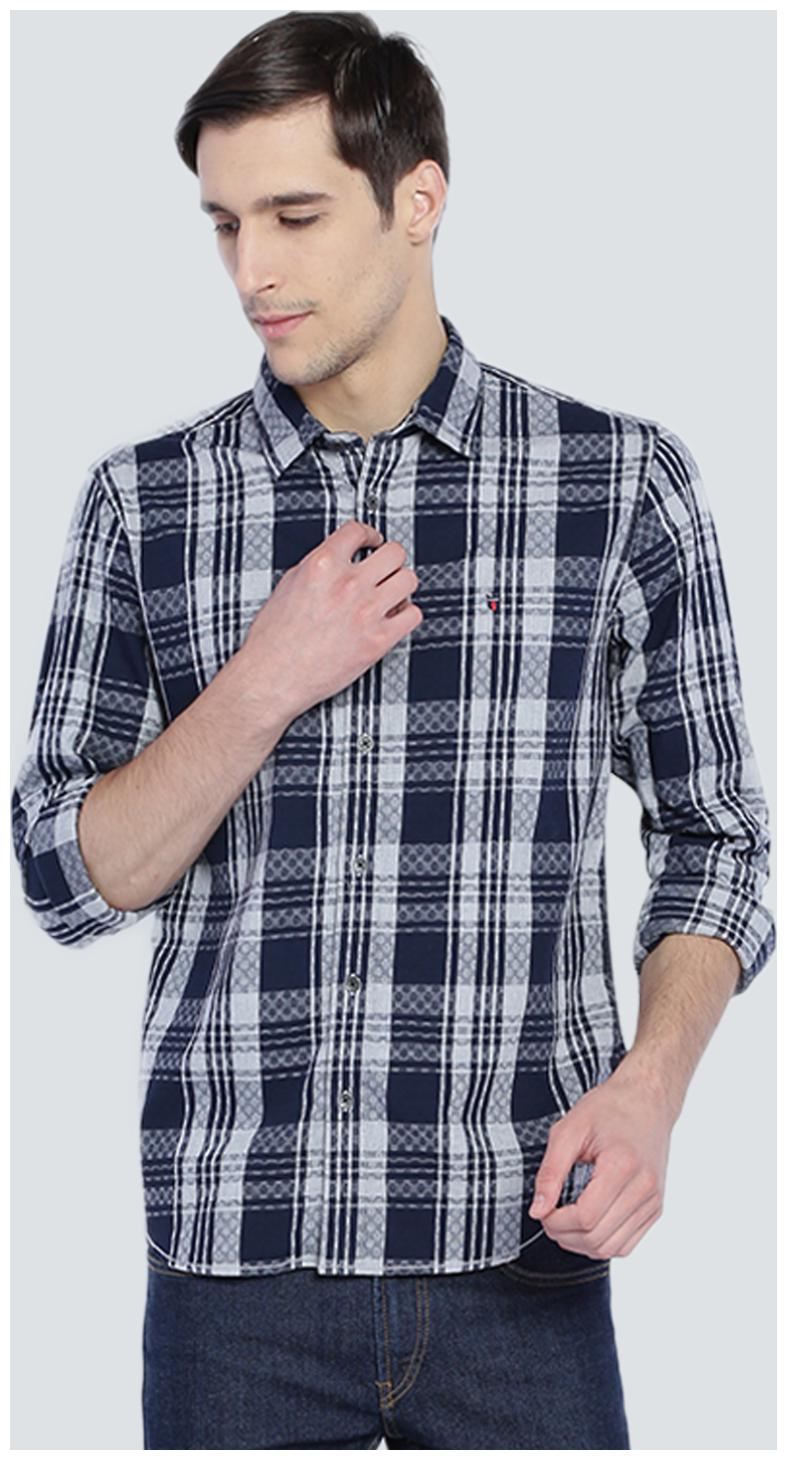 

Louis Philippe Men Blue Checked Slim Fit Casual Shirt