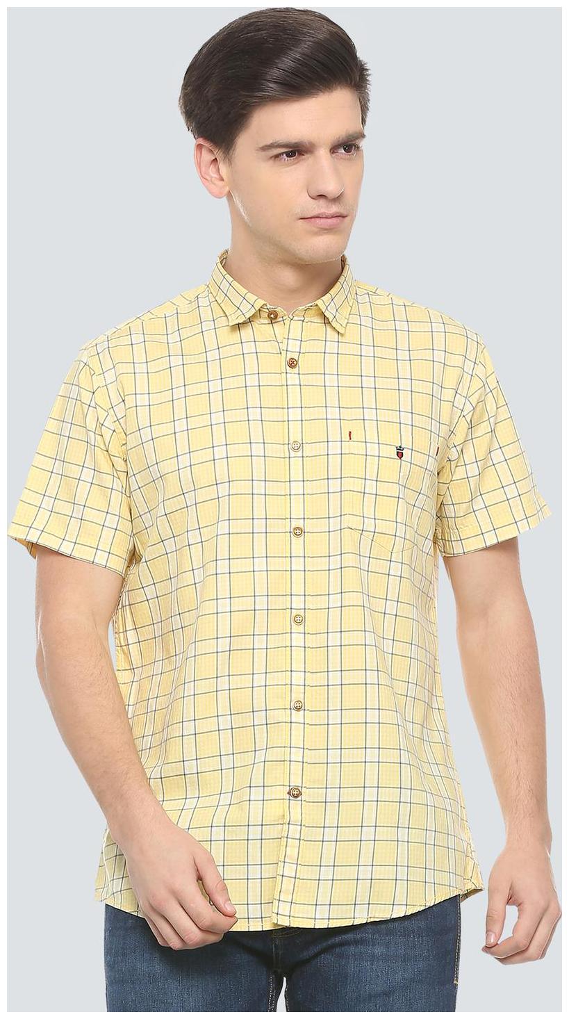 

Louis Philippe Men Yellow Checked Slim Fit Casual Shirt
