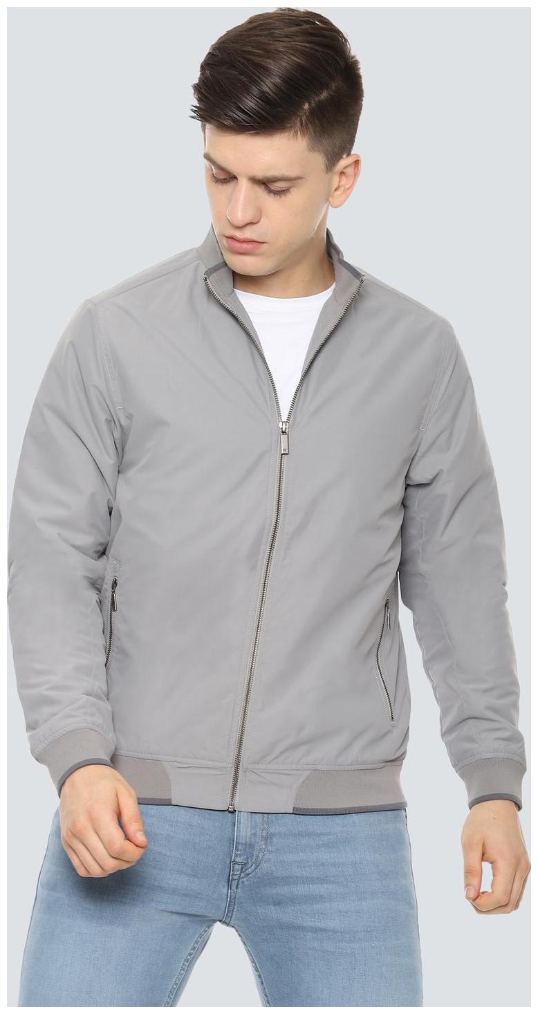 

Louis Philippe Men Grey Solid Bomber jacket