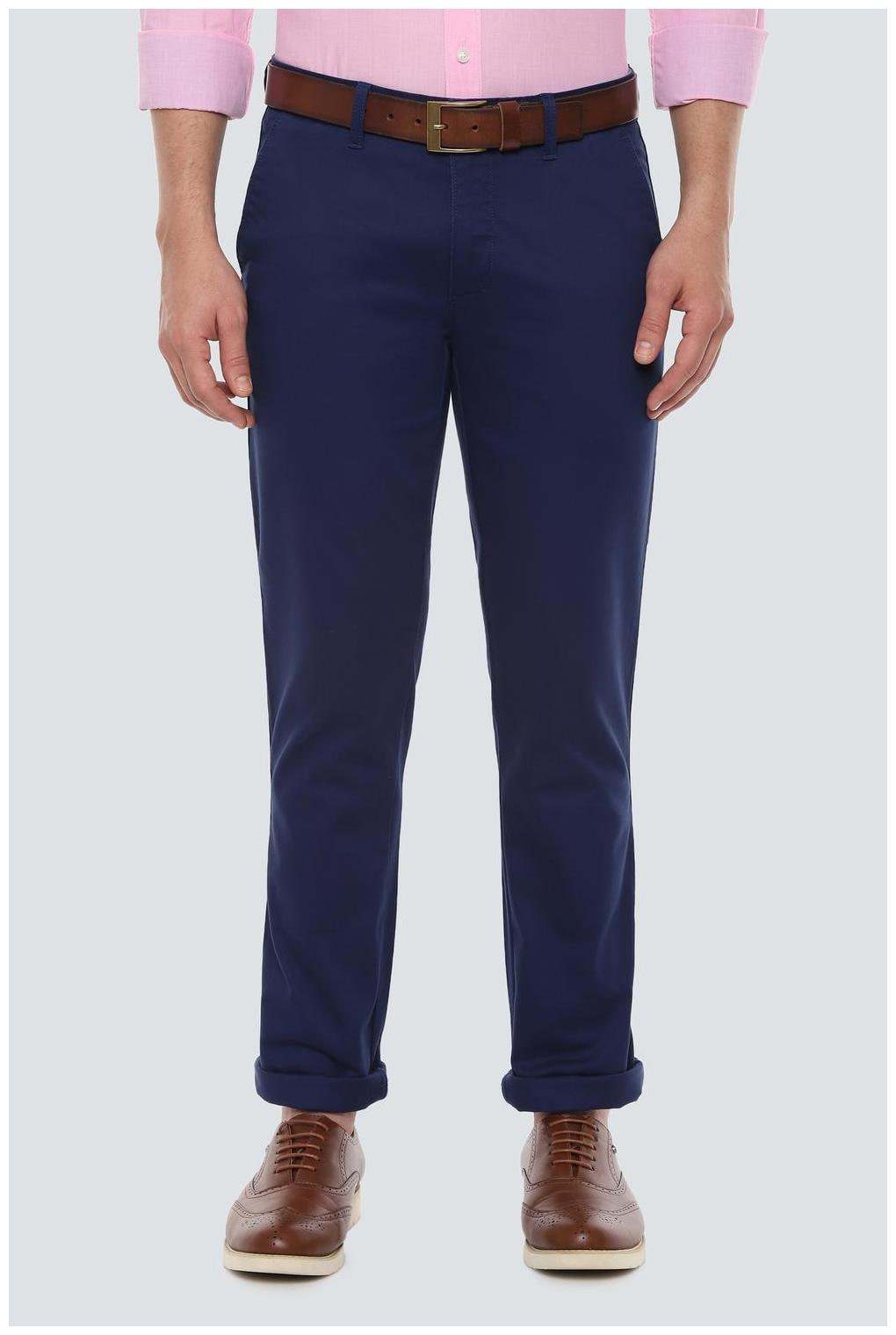 

Louis Philippe Men Blue Textured Slim fit Regular trousers