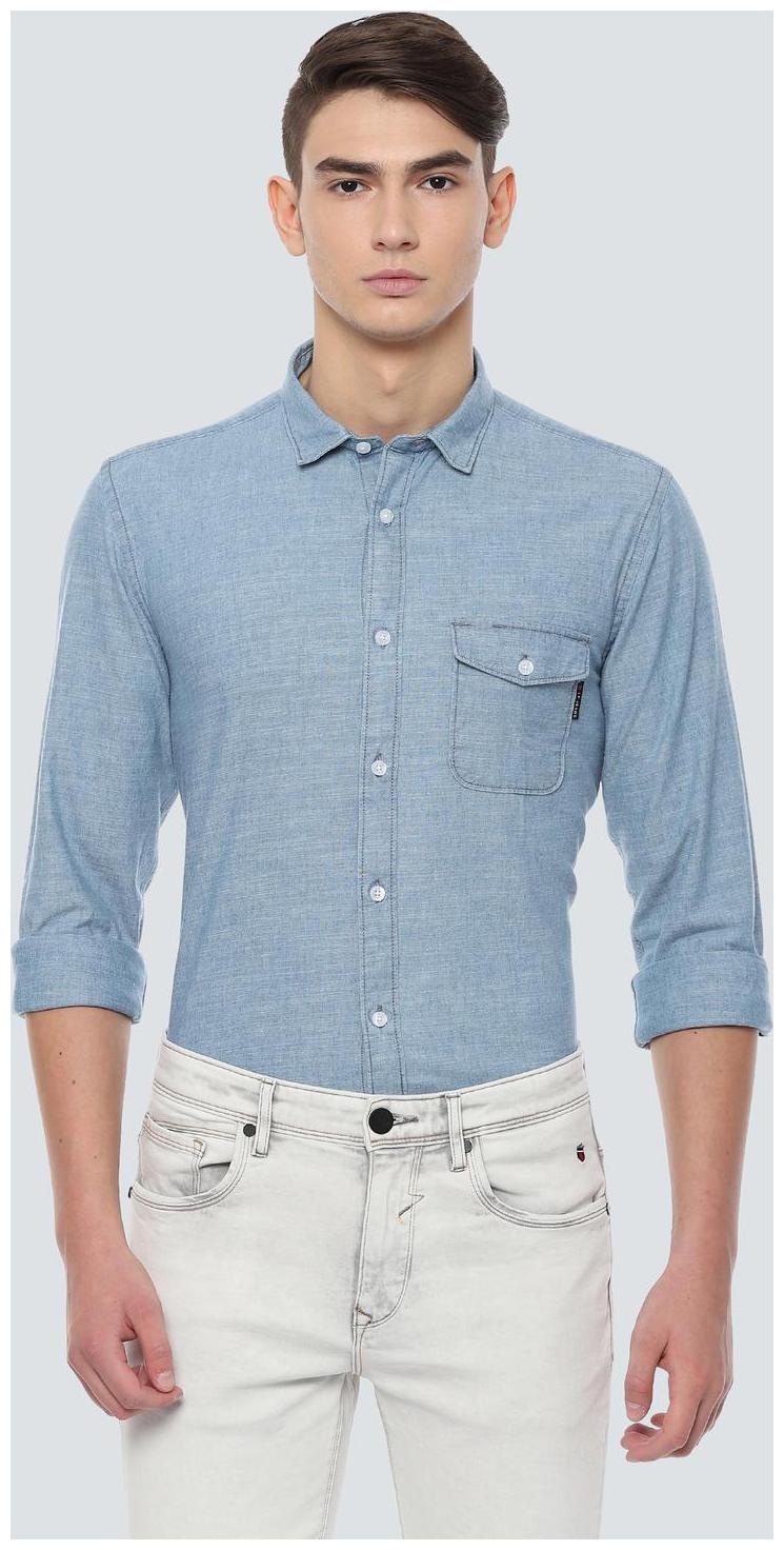 

Louis Philippe Men Blue Solid Super Slim Fit Casual Shirt