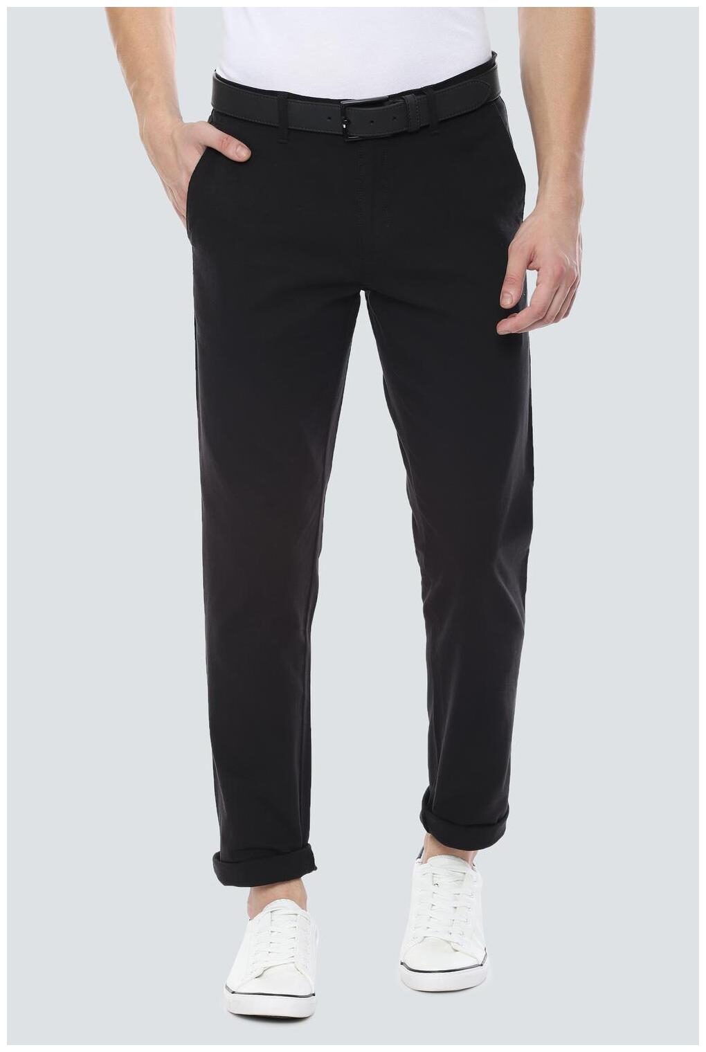 

Louis Philippe Men Black Textured Slim fit Regular trousers
