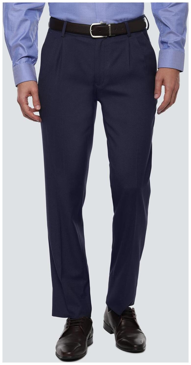 

Louis Philippe Men Textured Regular Fit Formal Trouser - Blue