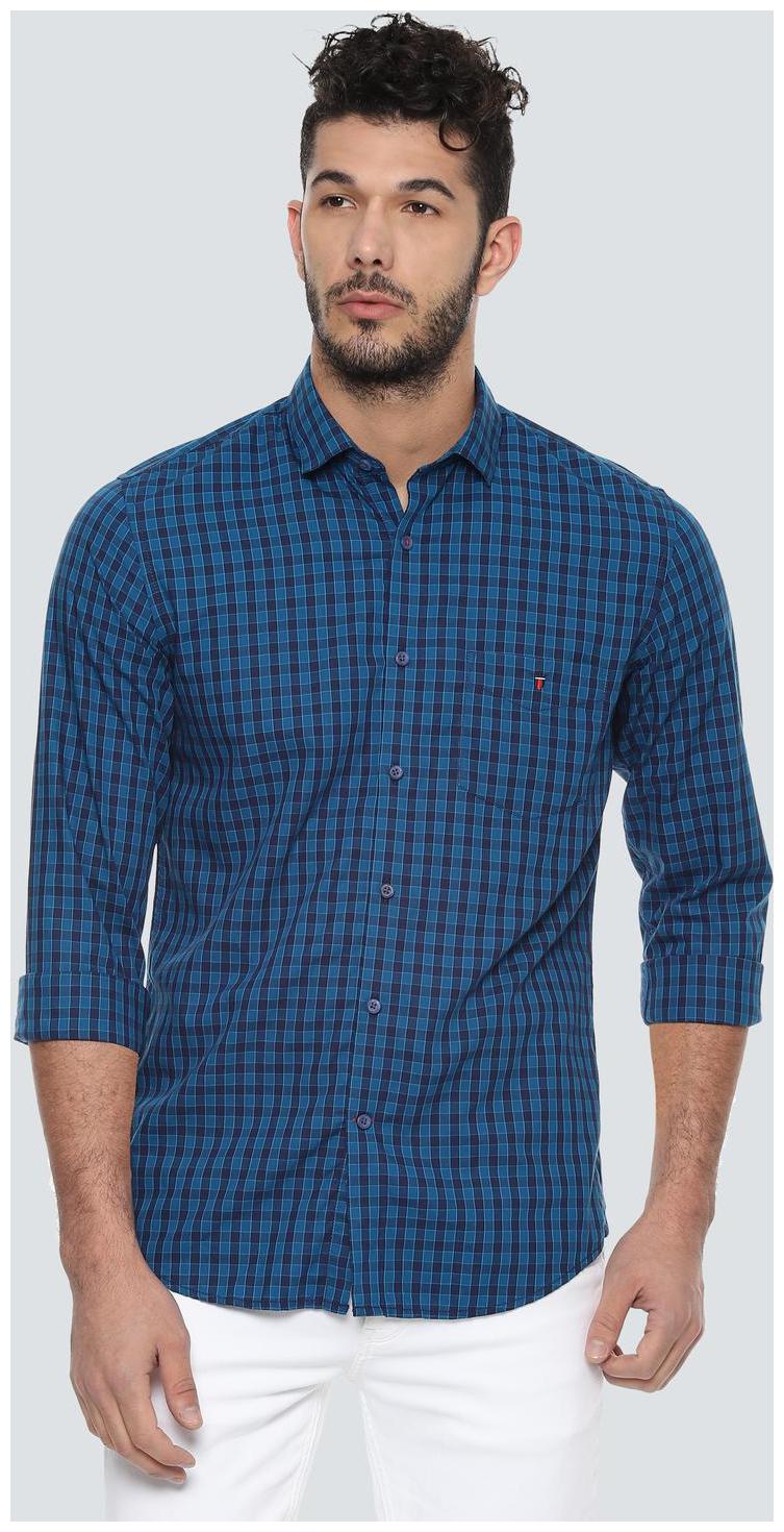 

Louis Philippe Men Blue Checked Slim Fit Casual Shirt